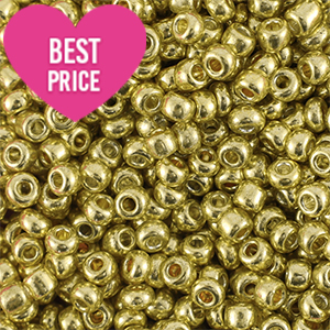 Perline di vetro rocailles 8/0 (3mm) oro giallo metallico luminoso