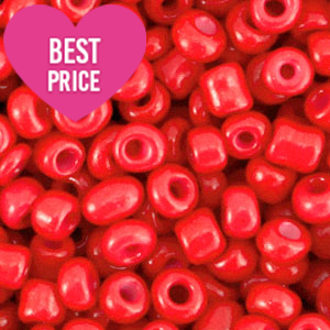 Perline di vetro rocailles 8/0 (3 mm) rosso tango mandarino