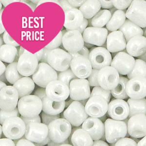 Perline di vetro rocailles 8/0 (3 mm) bianco vivo perla