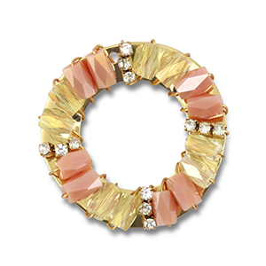 Orecchini sfaccettati tonda rosa pesca AB-transparente AB-oro