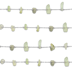 Componenti in acciaio inossidabile catena a rol&ograve; Prehnite irregolare argento-verde chiaro
