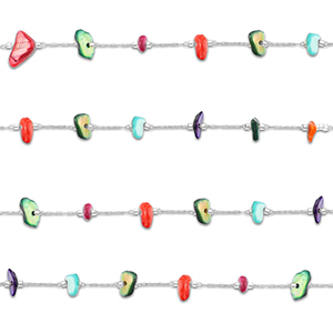 Componenti in acciaio inossidabile catena a rol&ograve; irregolare argento-multicolore