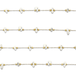 Componenti in acciaio inossidabile catena a rol&ograve; Howlite irregolare oro-bianco