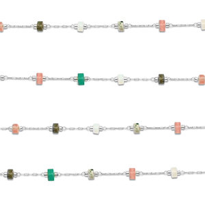 Componenti in acciaio inossidabile catena a rol&ograve; Mezcla de piedras naturales rondella argento-multicolore