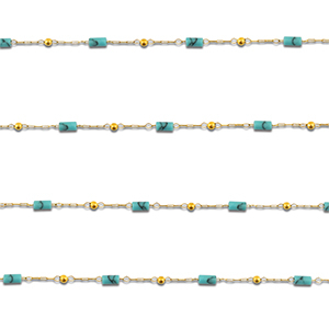 Componenti in acciaio inossidabile catena a rol&ograve; Howlite tubo oro-turchese