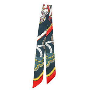 Bandana foulard con cavallo grigio scuro-rosso-giallo