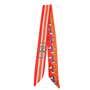 Bandana foulard con cavallo/linee rette rosso-rosa-arancione