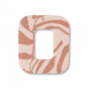 Pendenti di polimero quadrato rosa pesca chiaro-marrone chiaro