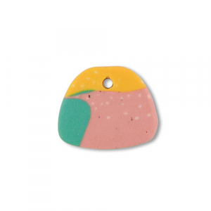 Pendenti di polimero trapezio verde-rosa-giallo ocra