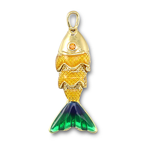 Ciondoli di metallo pesce oro-giallo-blu-verde
