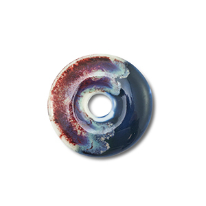 Perline di ceramica disco blu scuro-porto rosso-verde oceano