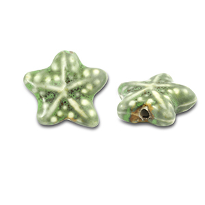 Perline di ceramica stella marina verde chiaro