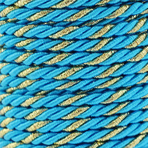 Cordoncino alla moda spirale 3mm turchese-oro