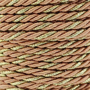 Cordoncino alla moda spirale 3mm marrone crema-oro