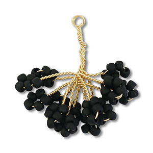 Pendenti con perline di vetro fiore oro-nero