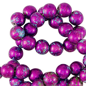 Perline di ceramica 6mm metallico viola-blu