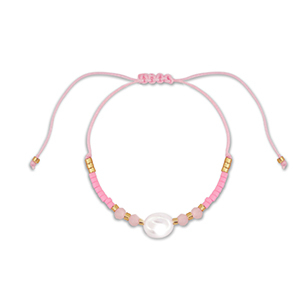 Braccialetti alla moda perline miste rosa-bianco-oro
