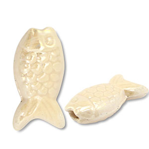 Perline di ceramica greca DQ pesce biancastro