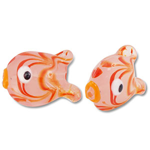 Perline di vetro dipinte a mano pesce rosso corallo-arancione