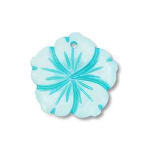 Ciondolo di conchiglia fiore blu chiaro