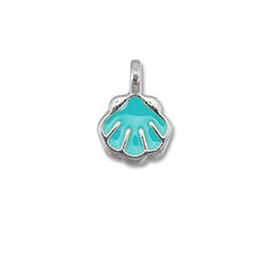 Ciondoli di metallo DQ conchiglia blu turchese-argento antico (privo di nichel)