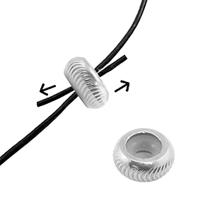 Componenti in acciaio inossidabile chiusura con perline scorrevoli con motivo 7mm argento