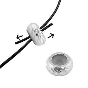 Componenti in acciaio inossidabile chiusura con perline scorrevoli con motivo 6mm argento