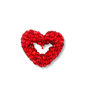 Perline in acrilico con strass cuore rosso