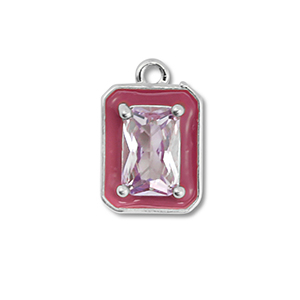 Metallo TQ in ottone ciondolo rettangolo argento-viola