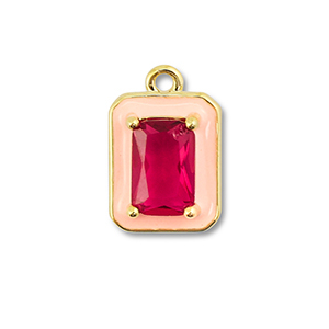 Metallo TQ in ottone ciondolo rettangolo oro-rosa crema-vino rosso bacca