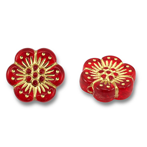 Perline in acrilico fiore rosso-oro