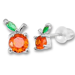 Metallo TQ in ottone orecchini mela argento-arancione caldo