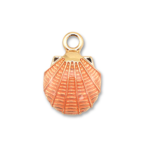 Ciondoli di metallo smalto conchiglia oro-rosa pesca