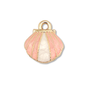 Ciondoli di metallo smalto conchiglia oro-rosa chiaro-bianco