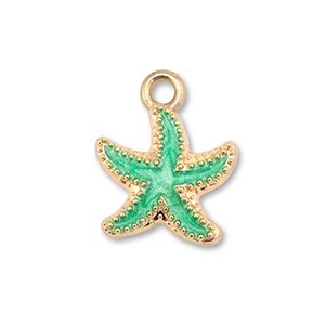 Ciondoli di metallo smalto stella marina oro-verde oceano