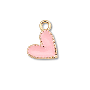 Ciondoli di metallo smalto cuore oro-rosa chiaro