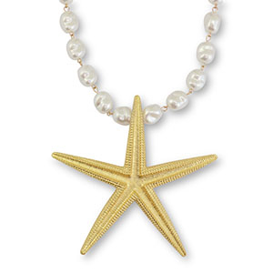 Collane accattivanti Imitazione di perle con stella marina bianco-oro