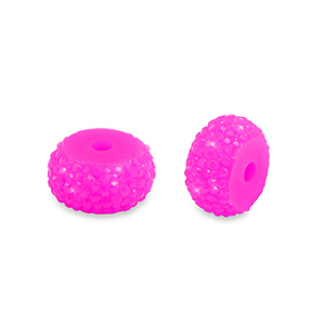 Perline in resina rondella 10mm rosa magenta