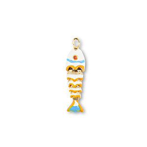 Metallo TQ in ottone ciondolo pesce oro-bianco-giallo-blu chiaro