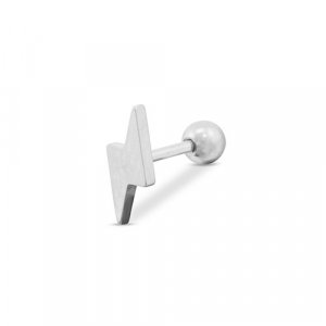 Piercing all'orecchio in acciaio inossidabile fulmine argento