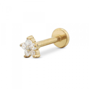 Piercing all'orecchio in acciaio inossidabile fiore oro