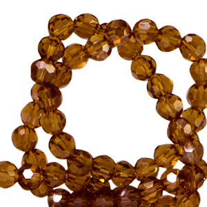 Perline sfaccettate tonde 4mm marrone ruggine-effetto perlato