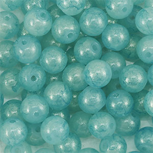 Perline di vetro con glitterato 8mm turchese blu-oro