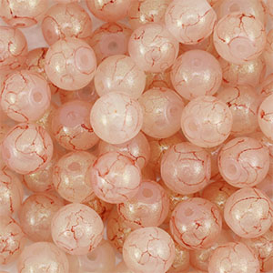 Perline di vetro con glitterato 4mm rosa polvere-oro