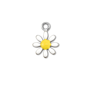 Ciondoli in acciaio inossidabile fiore argento-bianco-giallo