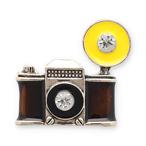 Broches fotocamera champagne chiaro-marrone-giallo-trasparente