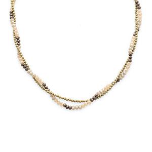 Collane in acciaio inossidabile perline sfaccettate oro-beige-marrone