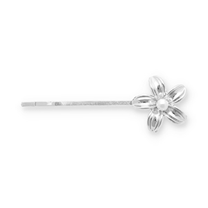 Accessori per capelli fermaglio per capelli fiore con imitazione di perla argento-bianco