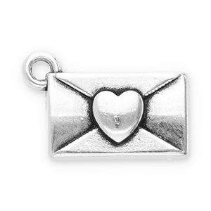 Ciondoli di metallo DQ busta con cuore argento antico (privo di nichel)