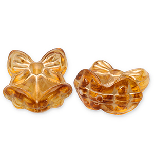 Perline in acrilico fiocco con campanelle di Natale marrone cognac-oro